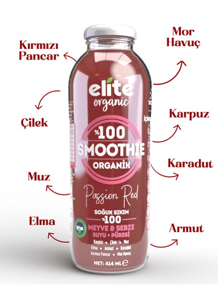 Organik Smoothıe Passıon Red 414 Ml
