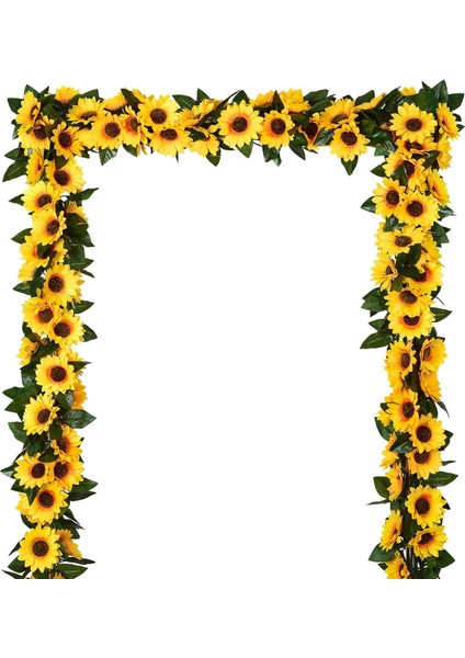 3'lü Paket Yapay Ipek Ayçiçeği Çelenkleri Yapay Ayçiçeği Sarmaşıkları (Yurt Dışından)