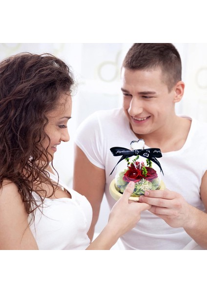 Ebedi Çiçek Dekorasyonu Cam Kapak 3 Gül Tatil Si Doğum Günü Si (Yurt Dışından) fırsatları