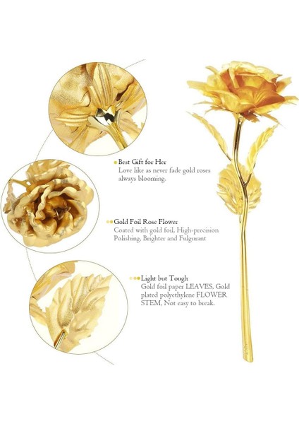 Auelife 24K Altın Gül Uzun Kök Altın Folyo Yapay Gül Çiçek Ma Için (Yurt Dışından) indirimleri