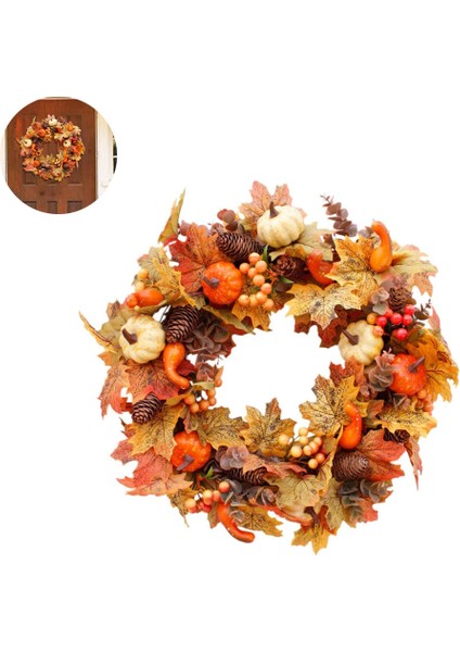 Esinti Yapay Kabaklar Çelenk Sonbahar Yaprakları Akçaağaç Yaprağı Sonbahar Çelenk Ön Kapı Dekor Çelenk (Yurt Dışından) fiyatları
