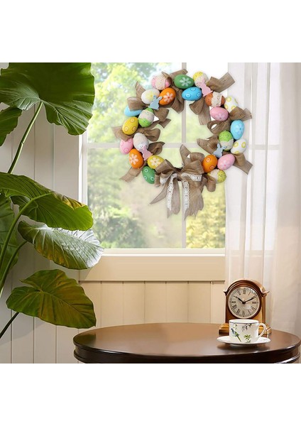 40CM Keten Kurdeleli ve Fiyonklu Paskalya Yumurtası Çelengi - Yapay Çiçek Turna (Yurt Dışından) fiyatları