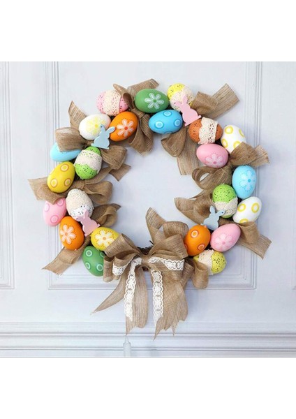 40CM Keten Kurdeleli ve Fiyonklu Paskalya Yumurtası Çelengi - Yapay Çiçek Turna (Yurt Dışından) fırsatları