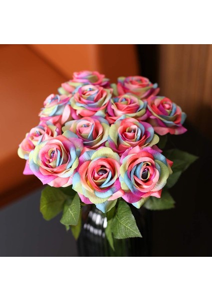 12 Adet Yapay Gökkuşağı Çiçekleri Gökkuşağı Gül Buketi Yapay Gökkuşağı (Yurt Dışından) fiyatları