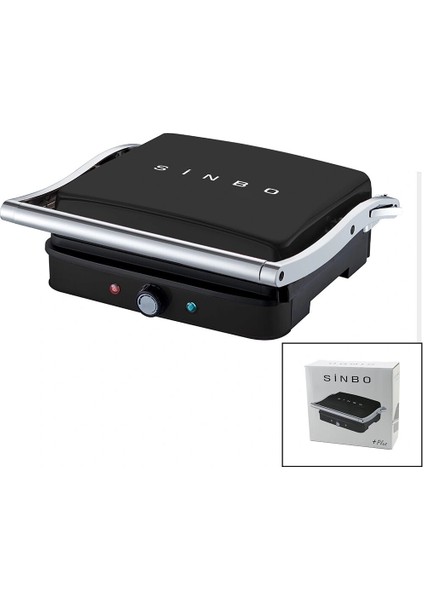 Siyah Izgara ve Tost Makinesi Ayarlanabilir Isı 180 Derece Açılabilir Üst Gövde SSM-2571