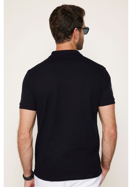 Erkek Slim Fit Dar Kesim Pamuklu Yumuşak Dokulu Serin Tutan Kumaş Düz Pike Siyah Polo Yaka Tişört indirimleri