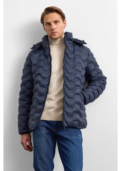 Lacivert Smart Fit Çift Taraflı Kapüşonlu Mont fiyatları