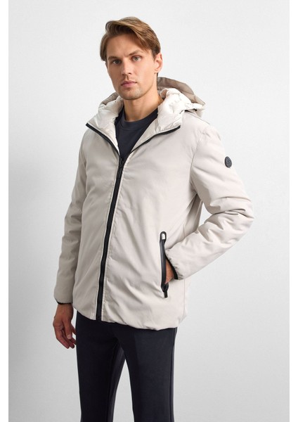 Taş Rengi Smart Fit Çift Taraflı Kapüşonlu Mont fırsatları