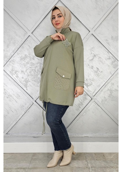 Kadın Dikme ve Taş Detaylı Tesettür Giy Çık modelleri