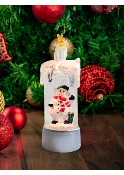 Büyük Boy Şeffaf Ledli Kardan Adam Dekorasyonu, 13CM, Şık ve Parlak Süsleme Seçeneği