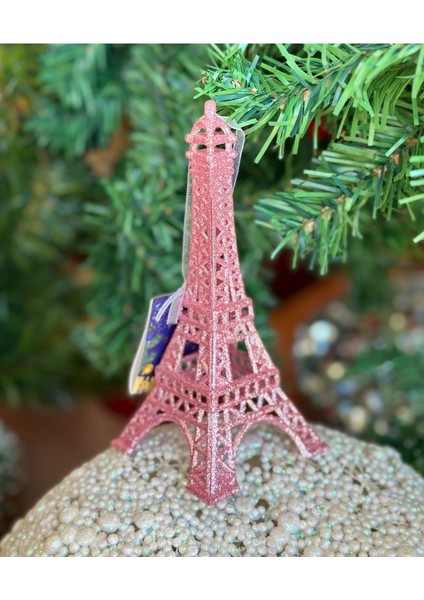Büyük Simli Yılbaşı Dekoru, Pembe Eiffel Kulesi, Koleksiyonluk Süs, Şık ve Parlak. modelleri