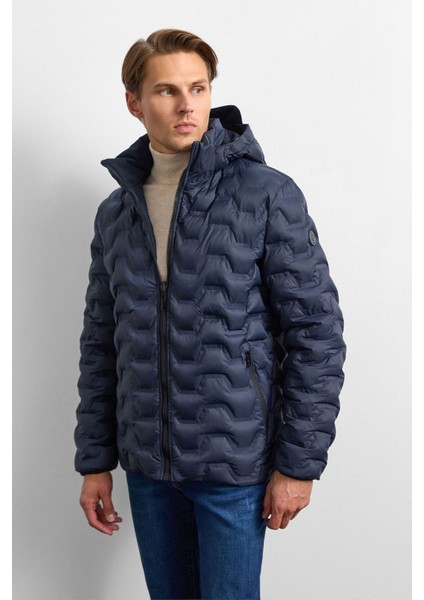 Lacivert Smart Fit Çift Taraflı Kapüşonlu Mont indirimleri