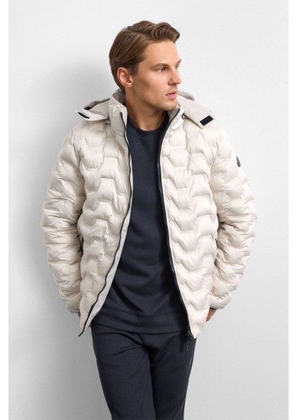 Taş Rengi Smart Fit Çift Taraflı Kapüşonlu Mont