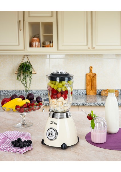 ZLN1207 | Retro Stand Blender | 1,5l Cam Hazne | 500W Blendar | 2 Hız Ayarı | Bej