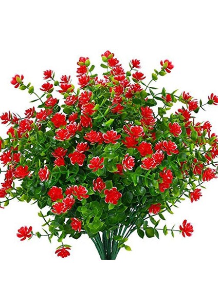 4'lü Uv Işınlarına Dayanıklı Asma Yapay Çiçek Paketi (Kırmızı) (Yurt Dışından)