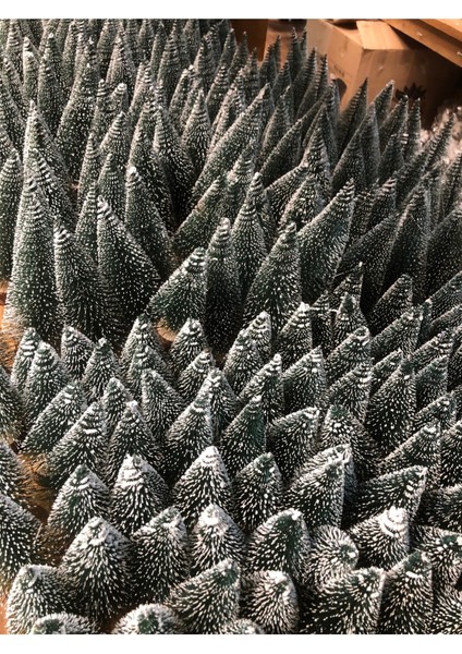 2'li 15 cm Karlı Yılbaşı Ağacı Masaüstü Dekor Yeşil Noel Süsü modelleri