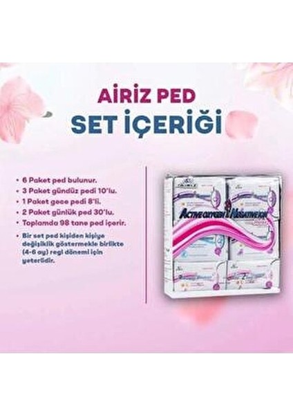 Hijyenik Kadın Ped Seti 6'lı Aktif Oksijen ve Negatif İyon Özellikli Konforlu Pedler fiyatları