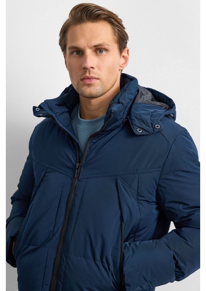 Lacivert Relaxed Fit Puffer Mont modelleri