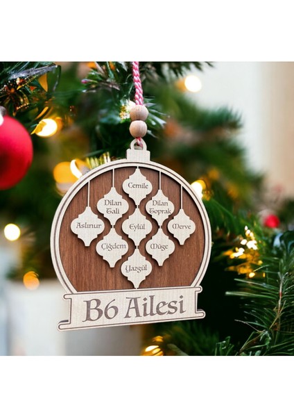 Kişiselleştirilebilir Aile Isimleriyle Yılbaşı Ağacı Süsü, Şık ve Özel Dekorasyon Parçası