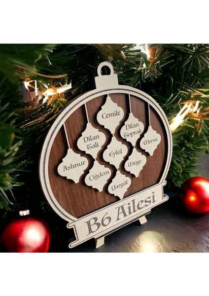 Kişiselleştirilebilir Aile Isimleriyle Yılbaşı Ağacı Süsü, Şık ve Özel Dekorasyon Parçası modelleri