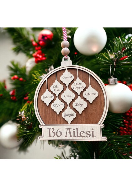Kişiselleştirilebilir Aile Isimleriyle Yılbaşı Ağacı Süsü, Şık ve Özel Dekorasyon Parçası indirimleri