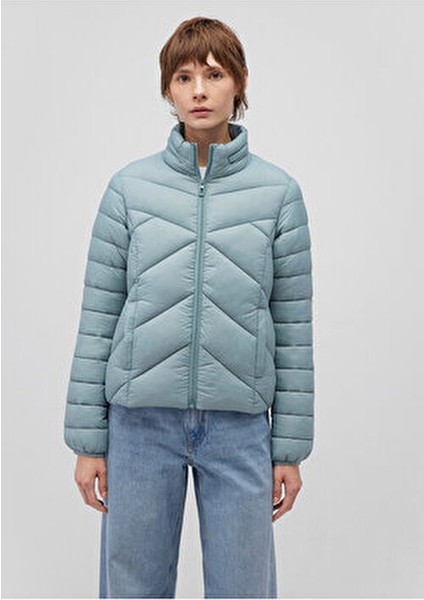 Renkli Kadın Şişme Mont 110698-34521 Dik Yaka Orta Kalınlıkta Günlük Stil