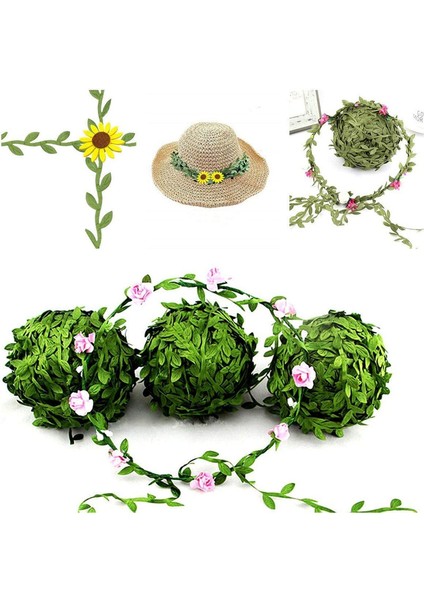 2 Rulo Yapay Yeşil Yapraklı Çiçekli Asma Bandı (40M) (Yurt Dışından) fırsatları