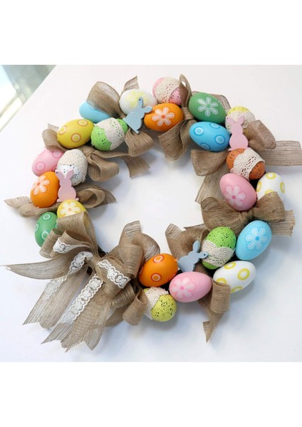 40CM Keten Kurdeleli ve Fiyonklu Paskalya Yumurtası Çelengi - Yapay Çiçek Turna (Yurt Dışından) indirimleri