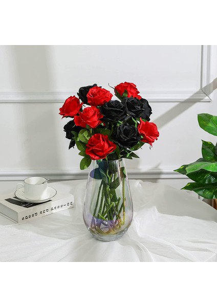 12 Adet Yapay Simülasyon Gül Buketi (Siyah, Kırmızı) (Yurt Dışından) indirimleri