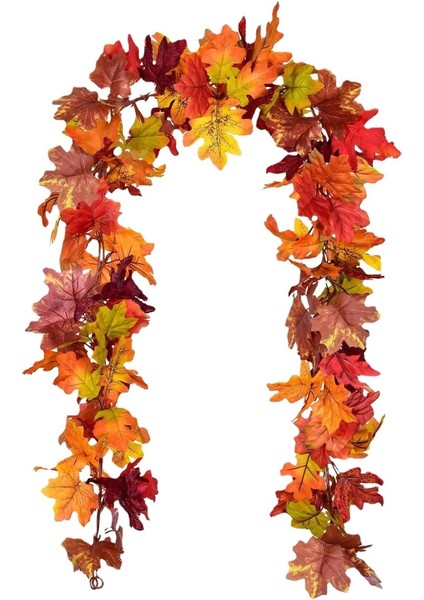 2'li Yapay Akçaağaç Yaprağı Çelenk Paketi, Sahte Sonbahar Yaprakları Yapay O (Yurt Dışından)