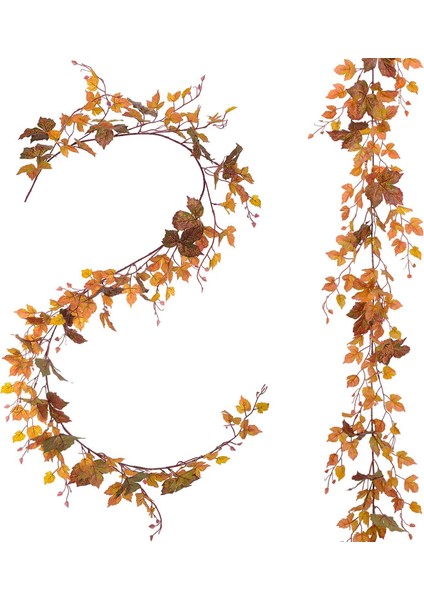 Paketi 2'li Sonbahar Akçaağaç Yaprakları Çelenk, Yapay Sonbahar Akçaağaç Yaprakları Akçaağaç Yaprakları O (Yurt Dışından)