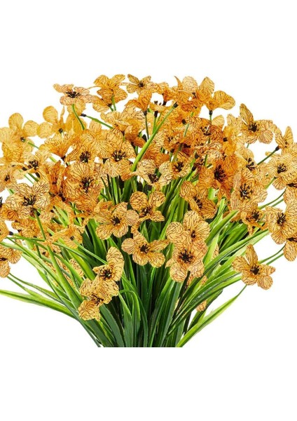 6 Adet Yapay Dekoratif Plastik Çiçek (Sarı) (Yurt Dışından)