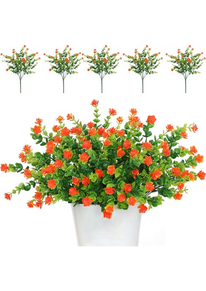 Uv Işınlarına Dayanıklı 5'li Yapay Buket Seti (Gün Batımı Kırmızısı) (Yurt Dışından)