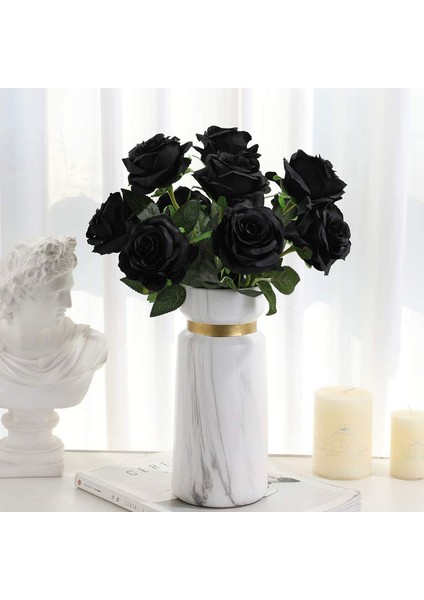 10 Adet Yapay Gül Buketi (Siyah - Çiçek Açan Güller) (Yurt Dışından) fiyatları