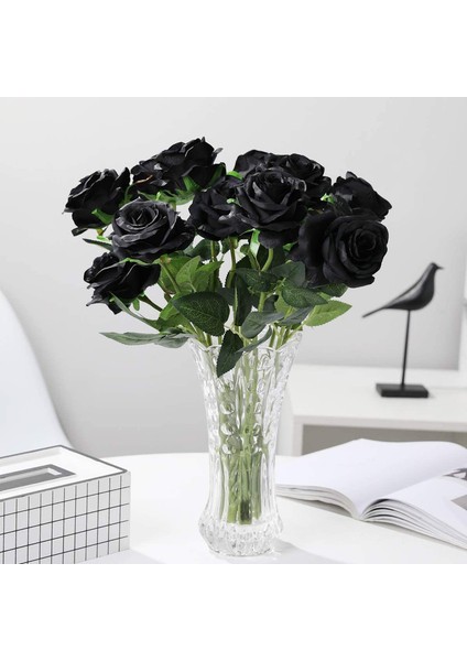 10 Adet Yapay Gül Buketi (Siyah - Çiçek Açan Güller) (Yurt Dışından) modelleri