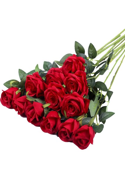 12 Adet Yapay Gül Kırmızı (Yurt Dışından)