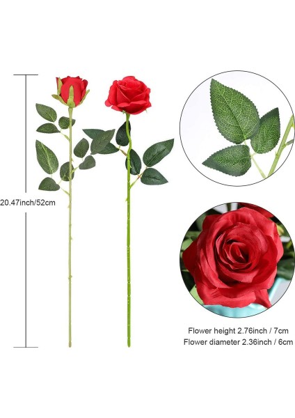 12 Adet Yapay Gül Kırmızı (Yurt Dışından) modelleri