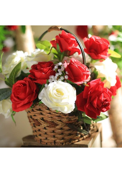 10 Adet Yapay Gül Buketi (Kırmızı - Çiçek Açan Güller) (Yurt Dışından) fırsatları