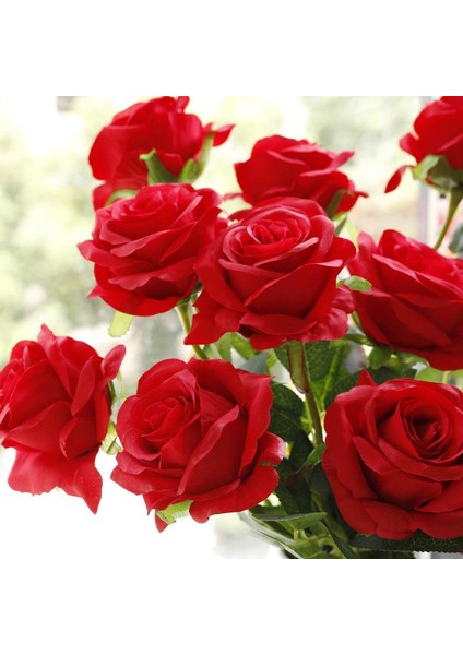 10 Adet Yapay Gül Buketi (Kırmızı - Çiçek Açan Güller) (Yurt Dışından) indirimleri