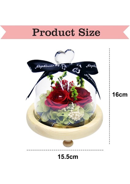 Ebedi Çiçek Dekorasyonu Cam Kapak 3 Gül Tatil Si Doğum Günü Si (Yurt Dışından) fiyatları