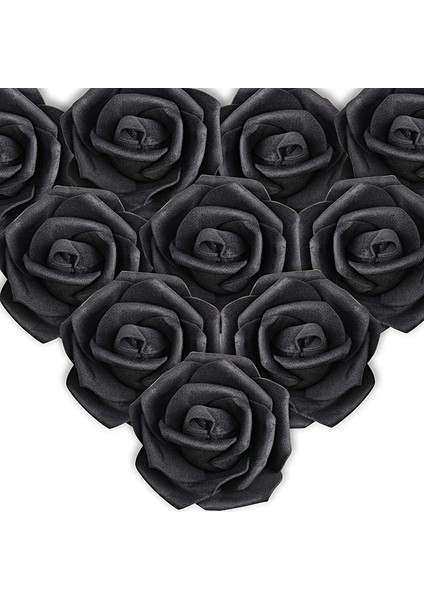 50 Adet Yapay Gül Başlık 7cm (Siyah) (Yurt Dışından)