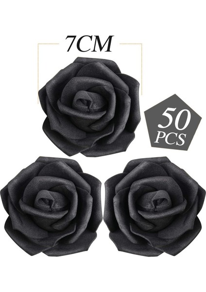 50 Adet Yapay Gül Başlık 7cm (Siyah) (Yurt Dışından) fiyatları