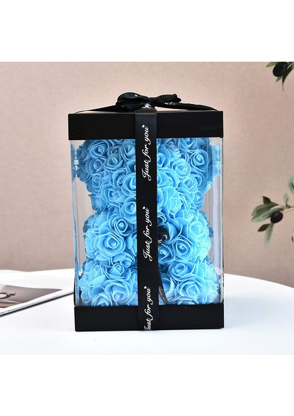 Rose Ayı Si Şeffaf Bir Kutusu ile Birlikte Gelir （mavi, 25CM） (Yurt Dışından) modelleri