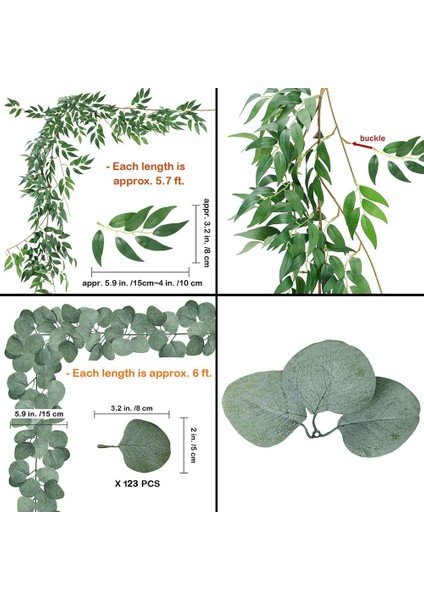 Ayrı 5,9 'l/adet Yapay Gümüş Dolar Okaliptüs ve Söğüt Asma Yaprakları (Yurt Dışından) fiyatları