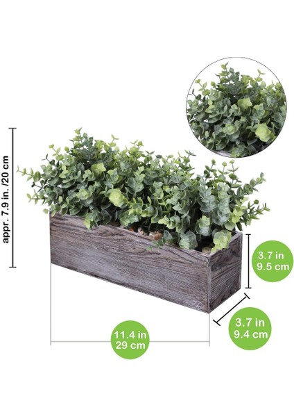 Rustik Dikdörtgen Ahşap Saksı Kutusunda Esinti Yapay Okaliptüs Bitkileri (Yurt Dışından) fiyatları
