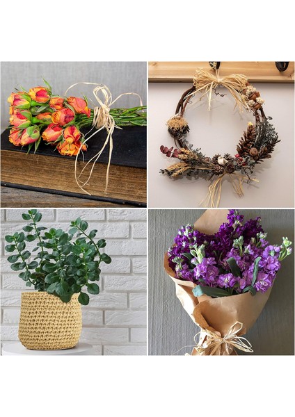 Rafya Şerit Doğal Dekoratif Kordon Rafya (6'lı Paket) - 50G Rafya Şeritler Floriste (Yurt Dışından) indirimleri