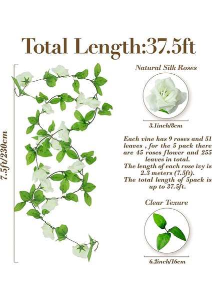 5 Paket Yapay Simülasyon Gül Çelenk Süsleme-Beyaz (Yurt Dışından) fiyatları