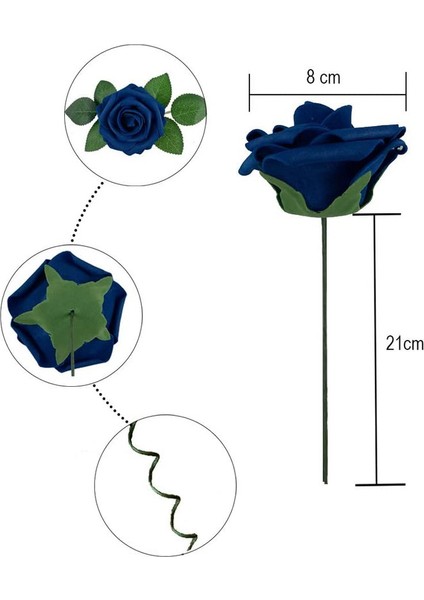 25 Adet Yapay Gül Saplı Köpük Gül (Mavi) (Yurt Dışından) indirimleri