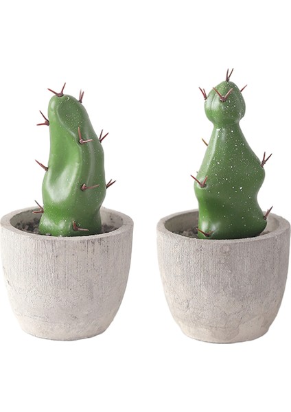 Piece Kaktüs Simülasyon Tesisi Bonsai Masaüstü Çimento Saksı Kaktüs Küçük Decora (Yurt Dışından)