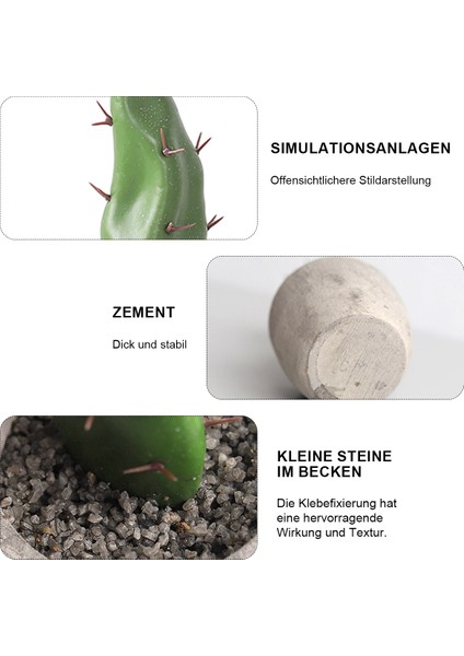 Piece Kaktüs Simülasyon Tesisi Bonsai Masaüstü Çimento Saksı Kaktüs Küçük Decora (Yurt Dışından) fırsatları